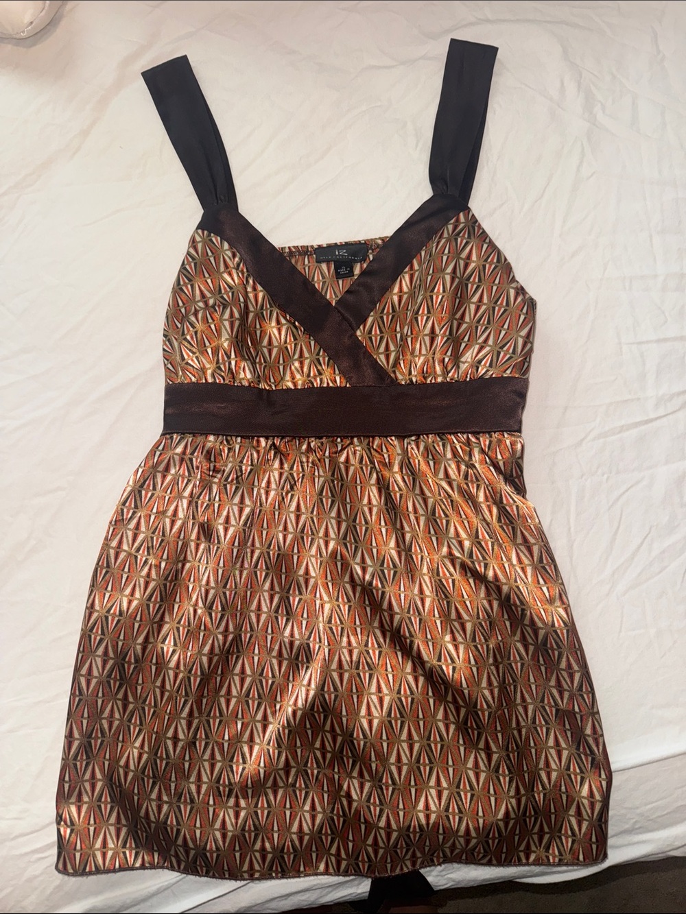 Brown Metallic V-Neck Sleeveless Women's